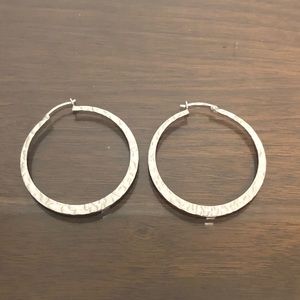 Sterling silver textured hoop earrings